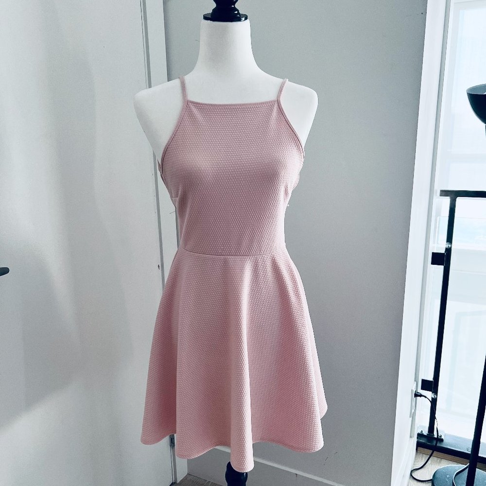 TopShop | Halter Neckline A-Line Backless Dress | Medium | Light Pink